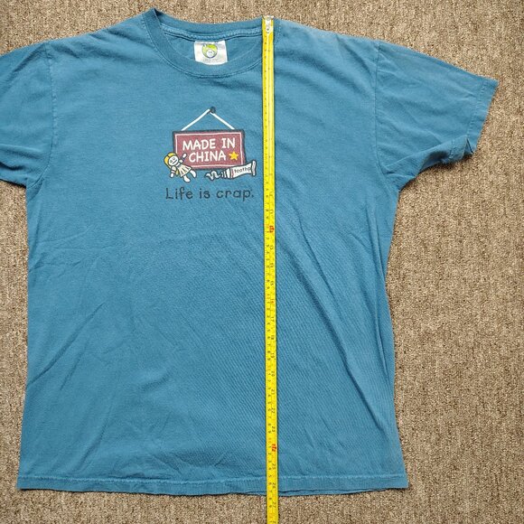 LIFE IS CRAP T-Shirt Men's Medium Blue Made In China Graphic Cotton Short Sleeve - Picture 8 of 9